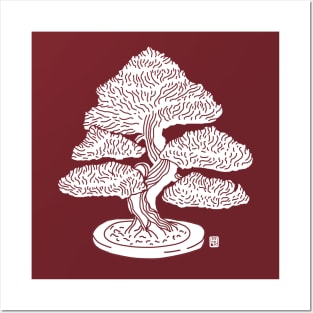 Bonsai Woodblock White Posters and Art